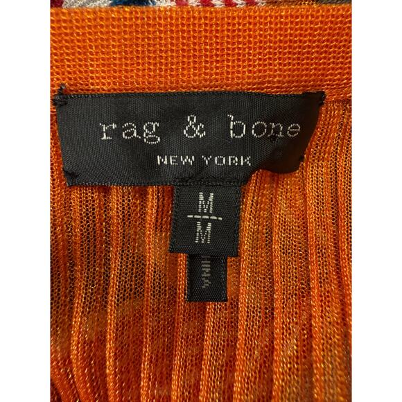 Rag & Bone Katie Mini Dress in Metallic Stripe Ribbed Knit Size M V-Neckline - Picture 9 of 10